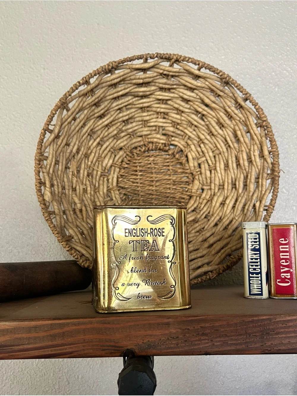 English Rose Brass Tea Tin Canister